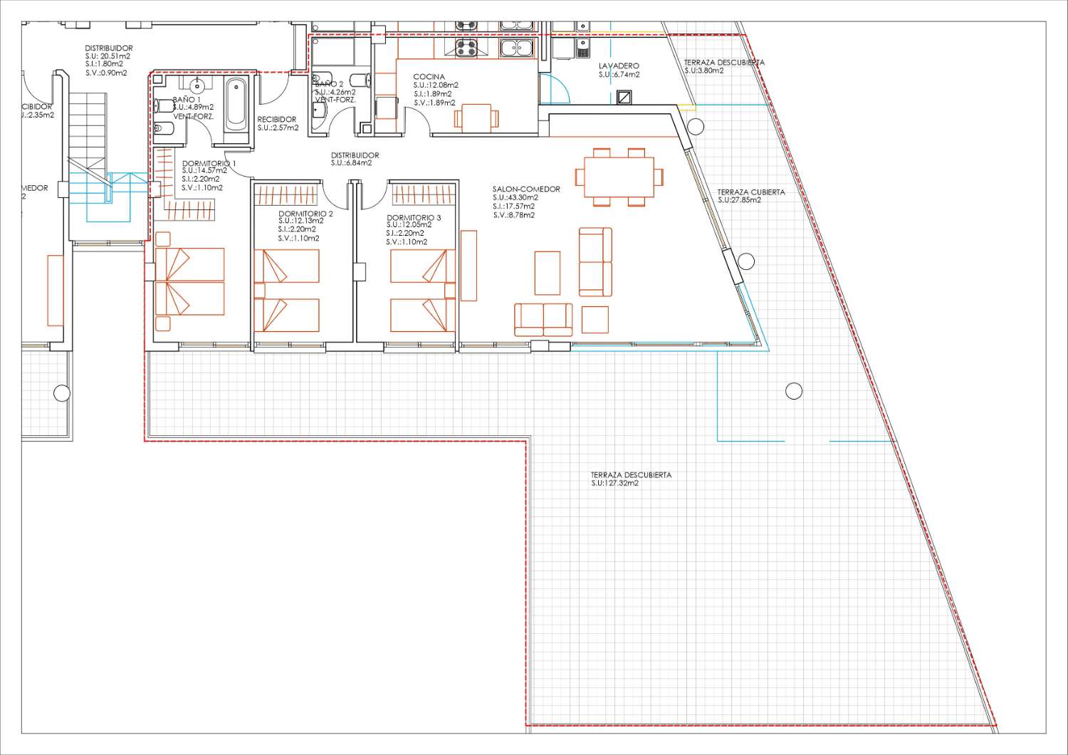 Exclusivo piso con amplia terraza en Botafoc